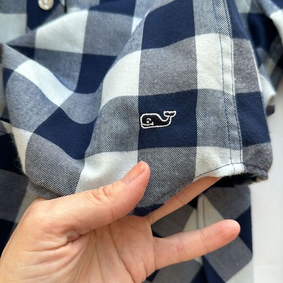 Vineyard Vines Relaxed Carmel Buffalo Check Performance Flannel Button Down Sz 0 - Picture 8 of 14